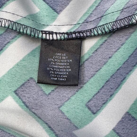 Jessica Howard Blue Green Geometric Print Sheath Dress Size 10 - Picture 7 of 7